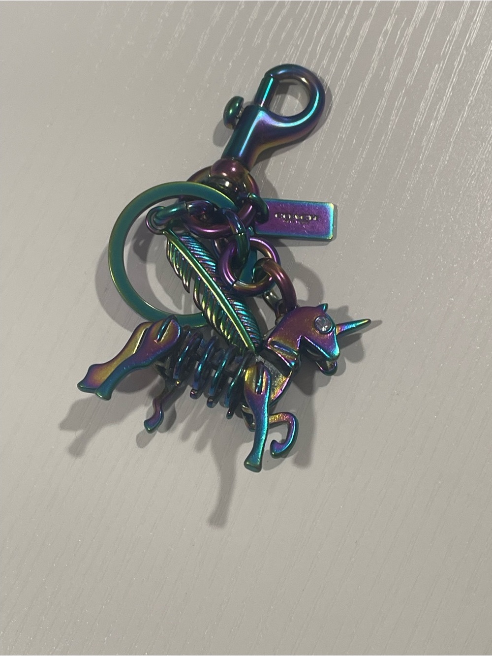 Coach Iridescent Unicorn Keychain Charm in Multicolor - Picture 4 of 4